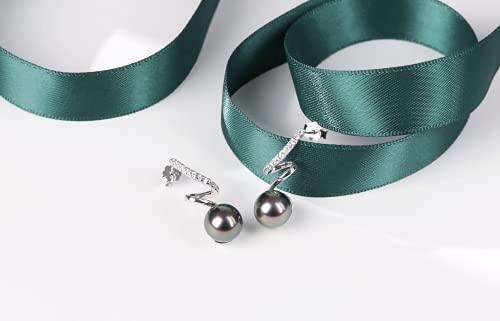 CHAULRI Spiral Love Drop Earrings AAA Quality Tahitian Black Pearl 8 - 9mm - CHAULRI