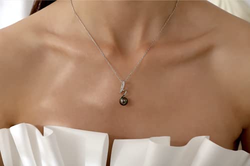 CHAULRI Spiral Love Tahitian Black Pearl Pendant Necklace - CHAULRI