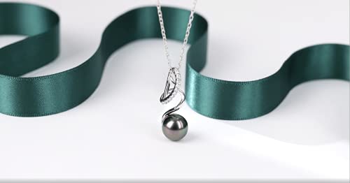 CHAULRI Spiral Love Tahitian Black Pearl Pendant Necklace - CHAULRI