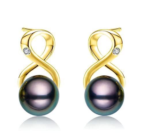 CHAULRI Tahitian Black Pearl Infinity Earrings - CHAULRI