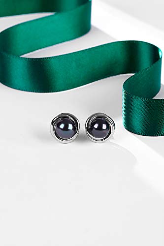CHAULRI Tahitian Black Pearl Love Knot Stud Earrings - CHAULRI