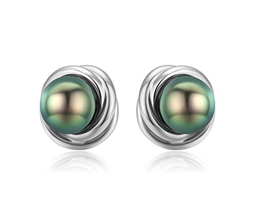 CHAULRI Tahitian Black Pearl Love Knot Stud Earrings - CHAULRI