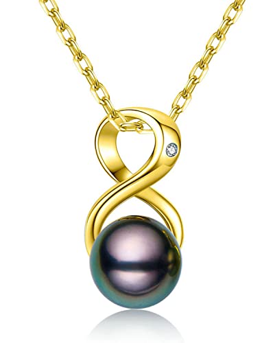 CHAULRI Top Grade AAA Tahitian Black Pearl Infinity Pendant Necklace - CHAULRI