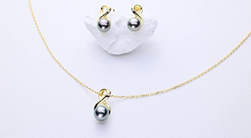 CHAULRI Top Grade AAA Tahitian Black Pearl Infinity Pendant Necklace - CHAULRI
