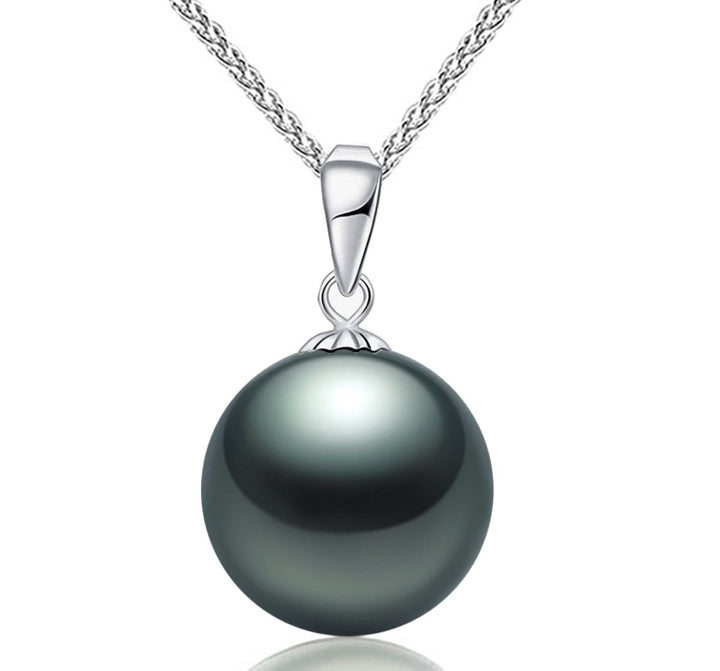 CHAULRI Upgraded Thick 18K Gold Bail Single Tahitian Black Pearl Pendant Adjustable Fancy 15 - 24 Inch Chain Necklace - CHAULRI