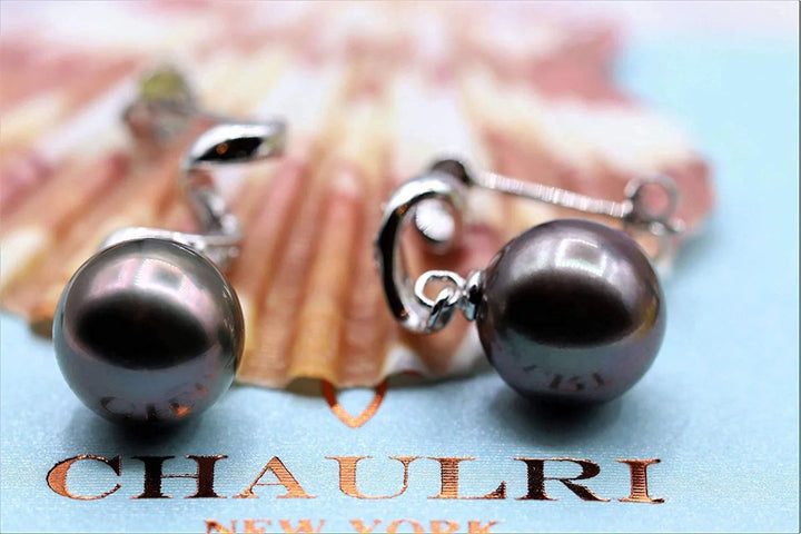 Elegant Genuine Tahitian Pearl Dangle Drop Earrings - CHAULRI