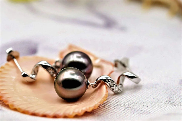 Elegant Genuine Tahitian Pearl Dangle Drop Earrings - CHAULRI