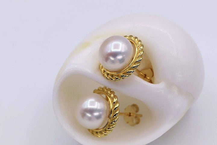 Love Knot Pearl Sterling Silver Stud Earrings - CHAULRI