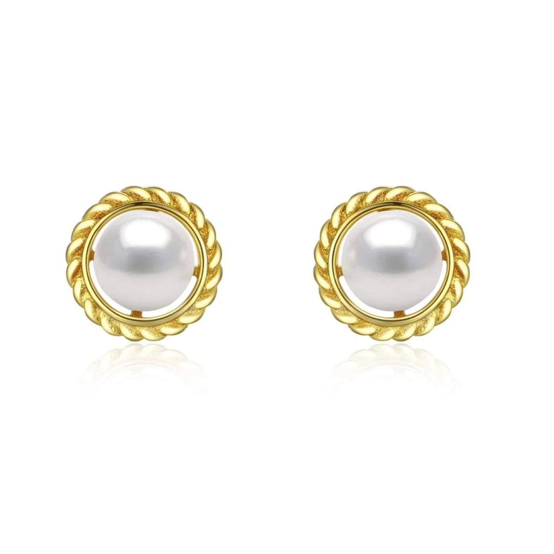 Love Knot Pearl Sterling Silver Stud Earrings - CHAULRI