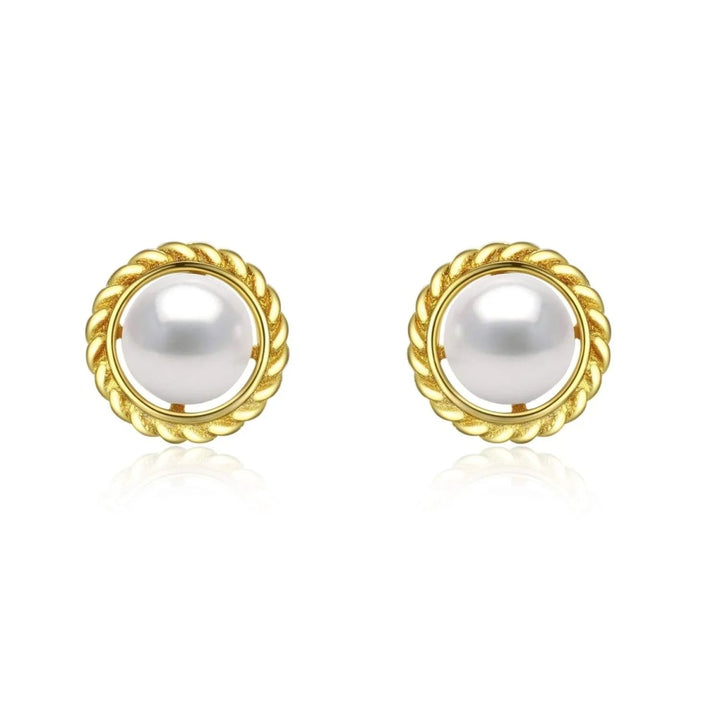 Love Knot Pearl Sterling Silver Stud Earrings - CHAULRI