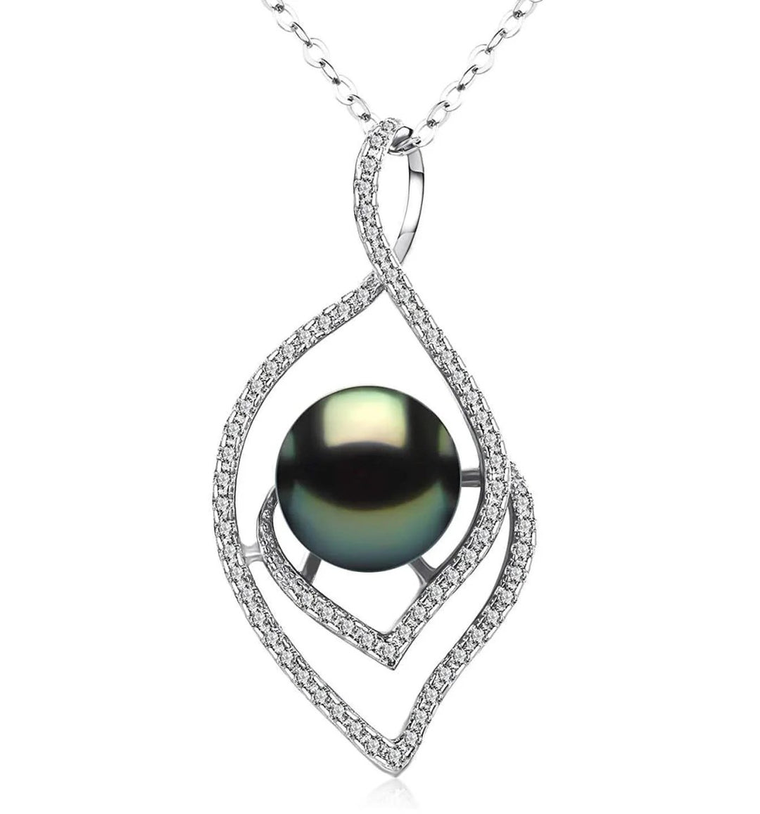 Lucky Peacock Genuine Tahitian Black Pearl Necklace - CHAULRI