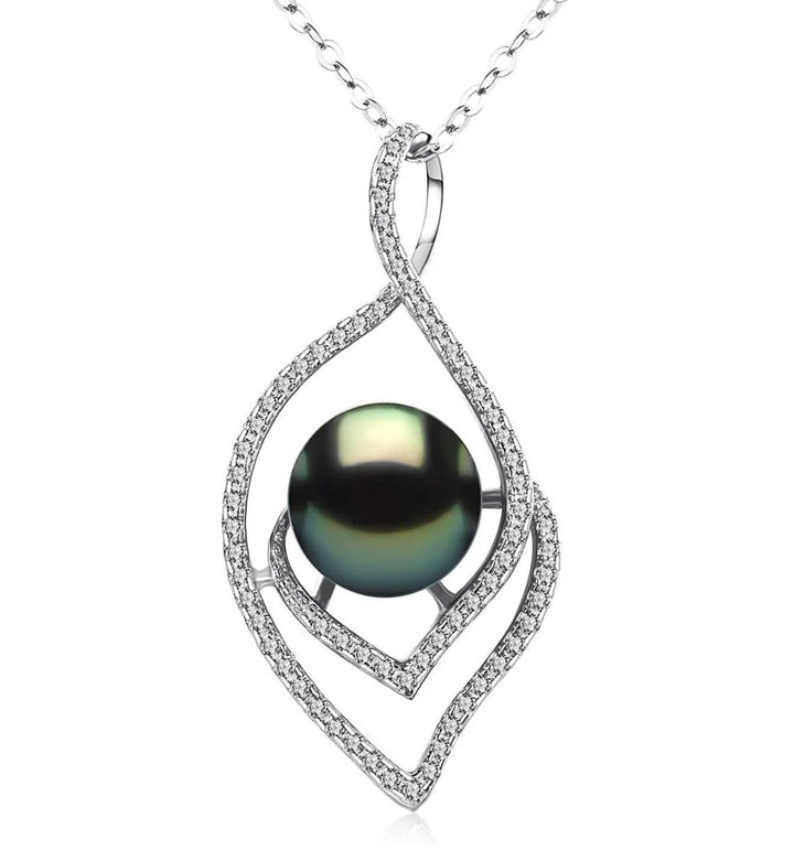 Lucky Peacock Genuine Tahitian Black Pearl Necklace - CHAULRI