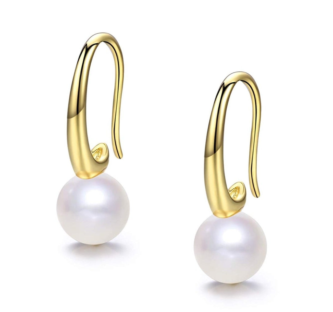 Minimalist Genuine White Pearl Dangle Drop Earrings - CHAULRI