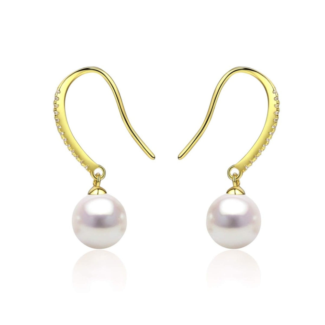 Minimalist Genuine White Pearl Dangle Drop Earrings - CHAULRI