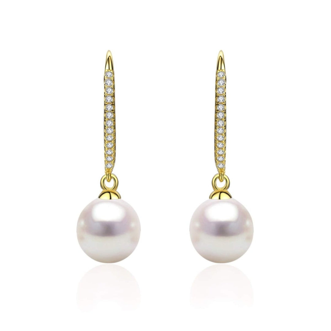 Minimalist Genuine White Pearl Dangle Drop Earrings - CHAULRI