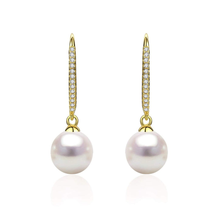 Minimalist Genuine White Pearl Dangle Drop Earrings - CHAULRI