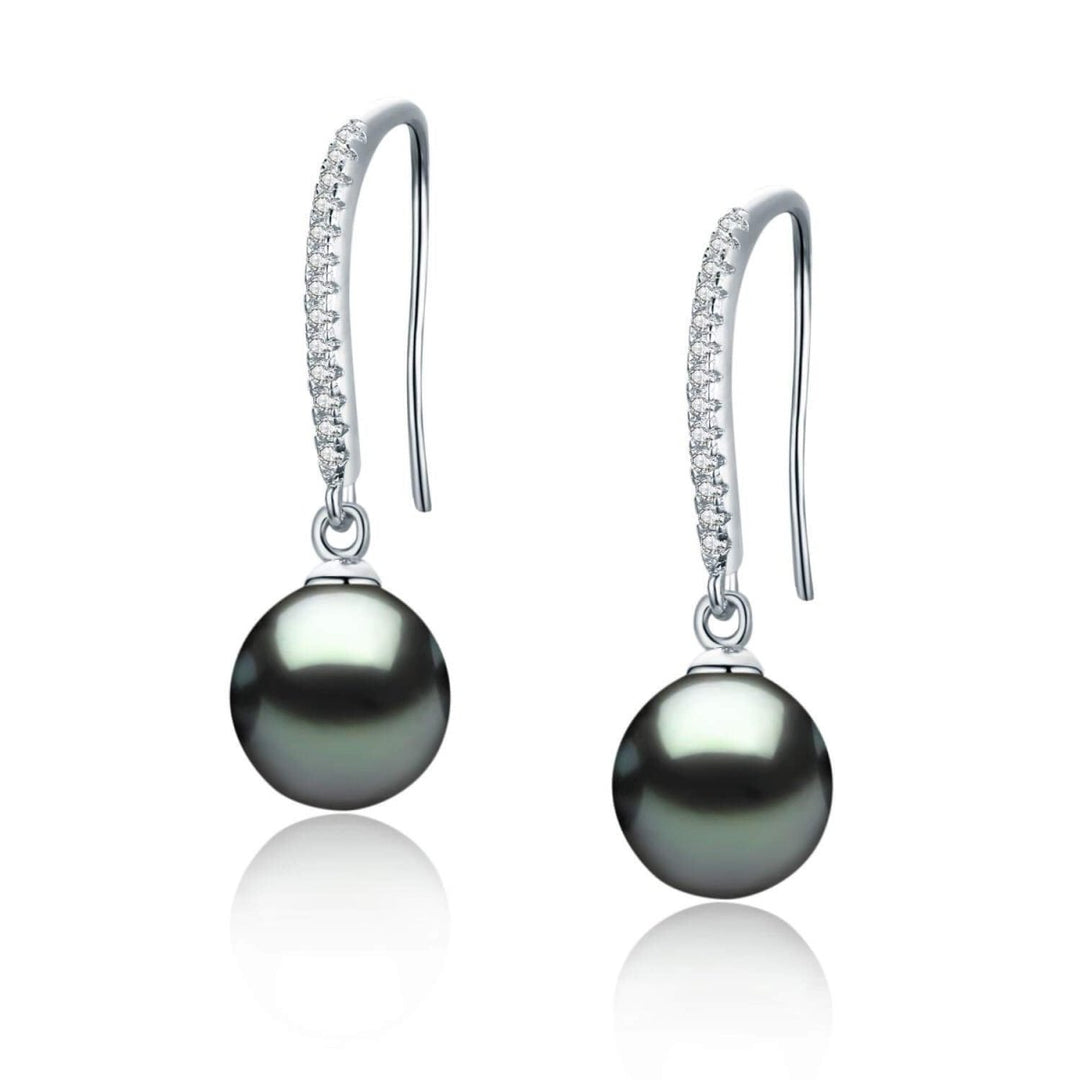 Minimalist Modern Sleek Tahitian Black Pearl Earrings (Swing) - CHAULRI