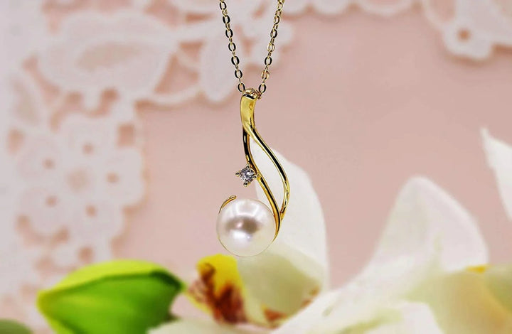 Premium Cultured Genuine White Pearl Pendant Necklace - CHAULRI
